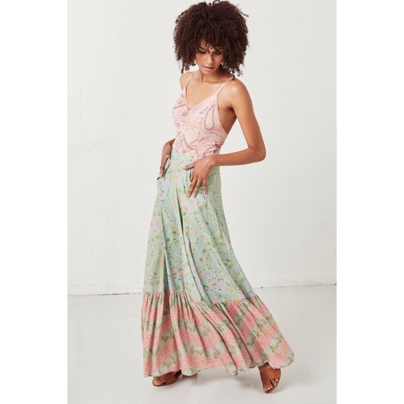 Spell City Lights Maxi Skirt in Sage - Picture 4 of 7